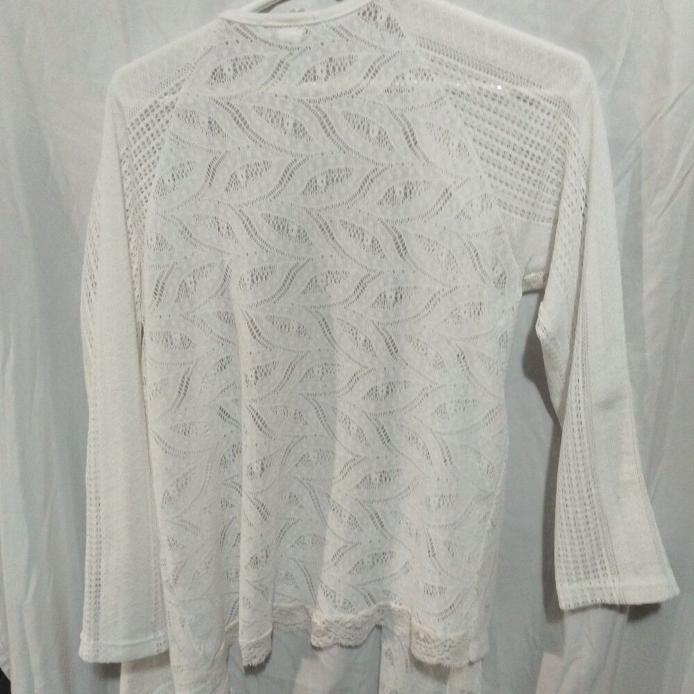 Cactus Size S Crochet White Cardigan With Lace. - Picture 8 of 12